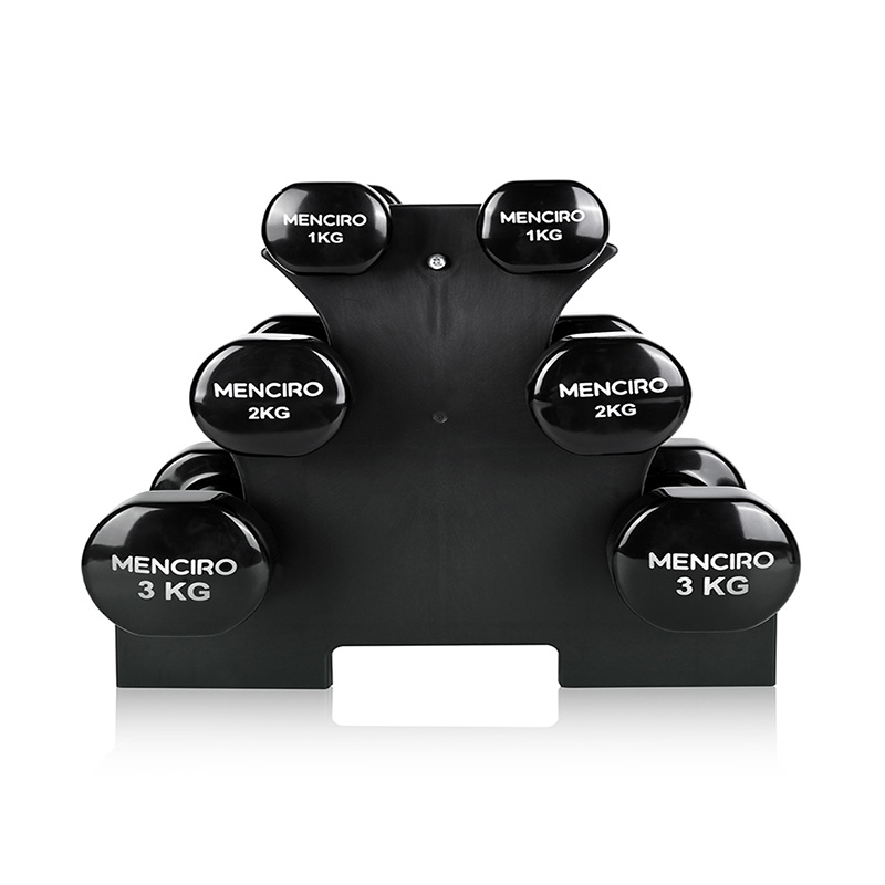Conjunto de halteres mergulhados em vinil preto